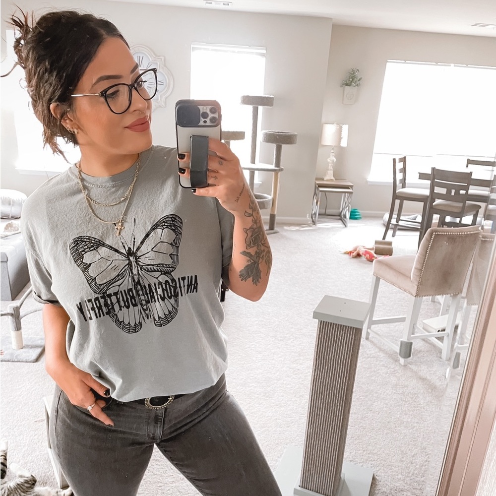 Antisocial butterfly comfort colors tee